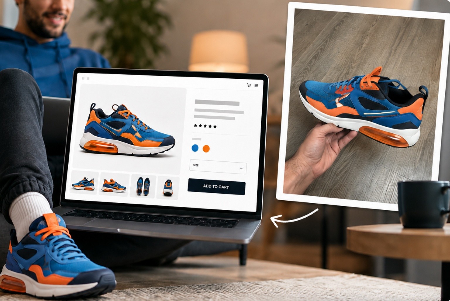 An e-commerce seller improving a product listing photo with AI